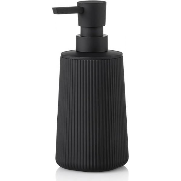 YISHUN Small Soap Dispenser for Bathroom and Kitchen, Modern Farmhouse Striped Style Plastic Hand Soap Dish Soap Dispenser with Pump Matte Black