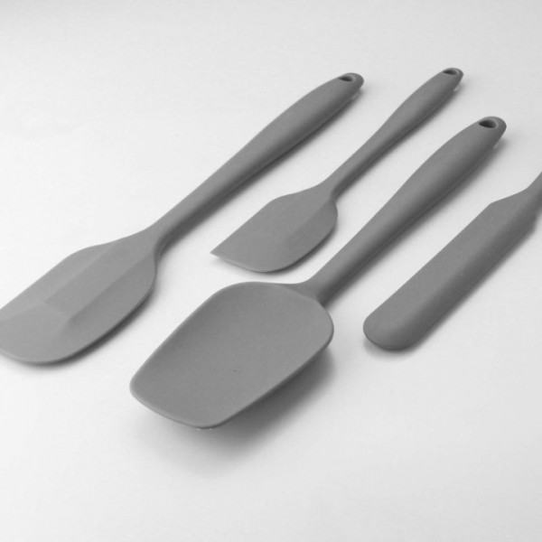 YISHUN 4 Piece Silicone Spatula Set, Flexible Heat Resistant Non-Scratch Baking Cooking Rubber Spatulas With Stainless Steel Core, Gray