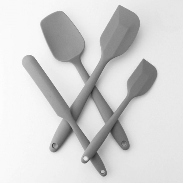 YISHUN 4 Piece Silicone Spatula Set, Flexible Heat Resistant Non-Scratch Baking Cooking Rubber Spatulas With Stainless Steel Core, Gray