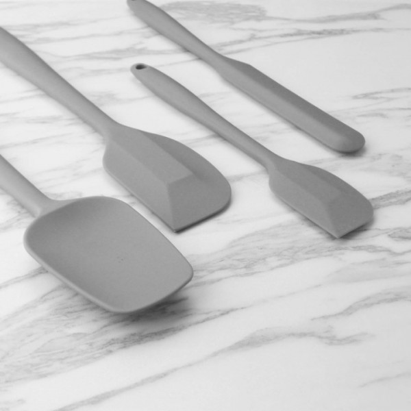 YISHUN 4 Piece Silicone Spatula Set, Flexible Heat Resistant Non-Scratch Baking Cooking Rubber Spatulas With Stainless Steel Core, Gray