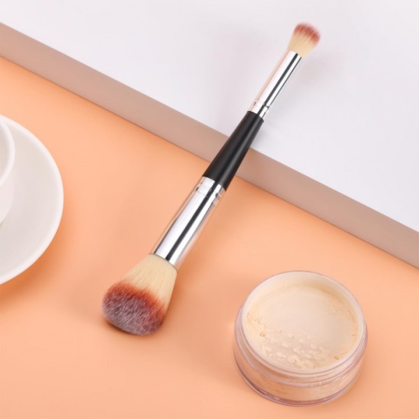 YISHUN Dual-ended Foundation Brush and Concealer Brush,Face Kabuki Makeup Brush for Liquid/Cream/Loose/Concealer/Mineral Powder