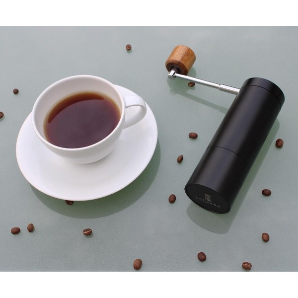 YISHUN Manual Coffee Grinder With Stainless Steel Burr - All Metal - Adjustable For Espresso, Drip Coffee, French Press - Portable Hand Coffee Grinder For Hiking, Camping - Spoon and brush included